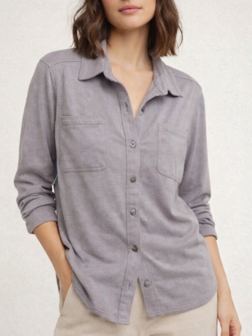 32 Heat Lavender-Grey Button-Down Shirt XL Minimalist Casual Stretch Comfort